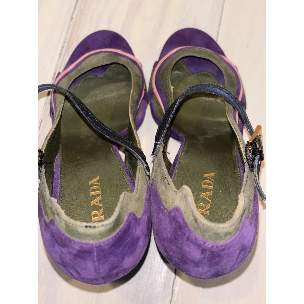 Prada Fairy Collection 2008 Wave Color Block Suede Mary Jane Heels EU 39 Italy